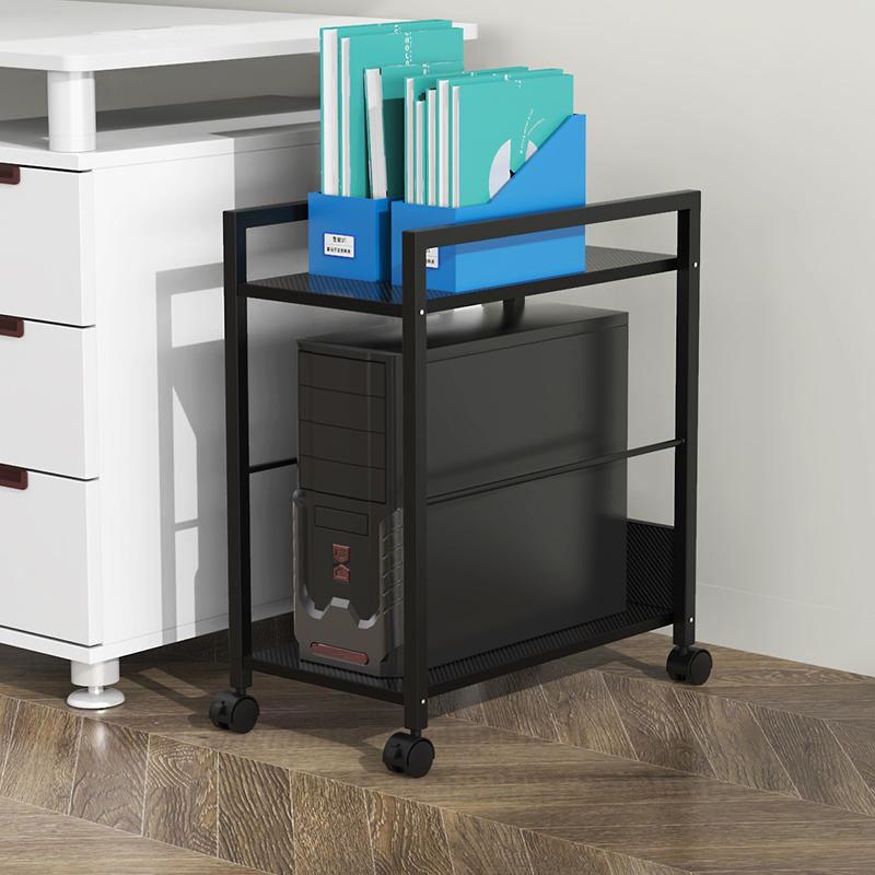 双层台式电脑主机架可移动落地机箱底痤托架办公室打印机置物架子