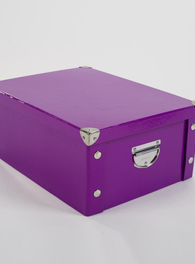 班费斯糖果色纸质收纳盒衣物收纳箱整理箱储物箱纯色紫色折叠盒
