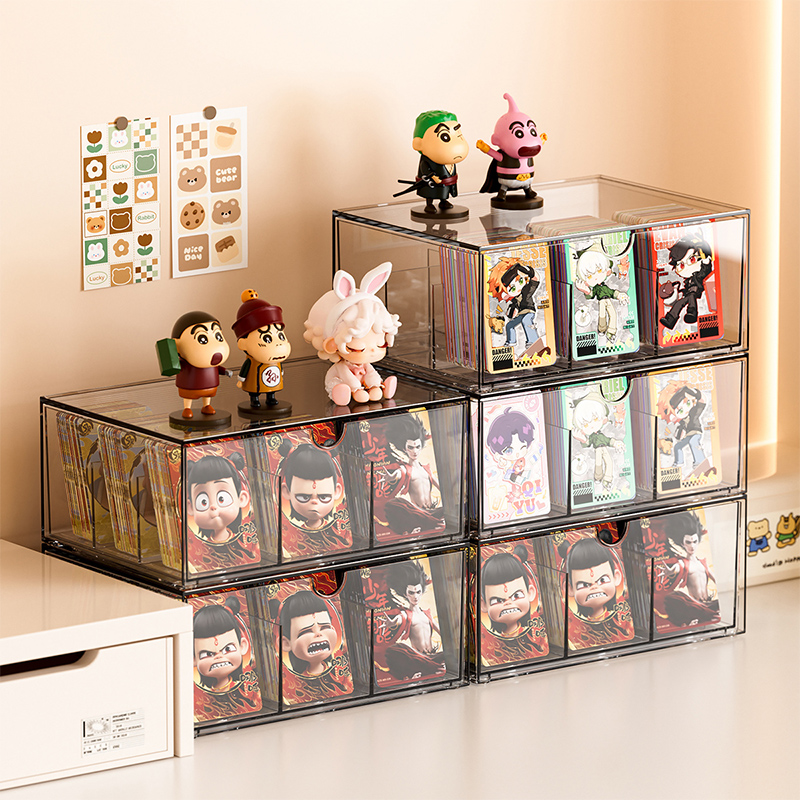 小卡收纳盒翻盖式亚克力奥特曼宝莉哪吒卡牌分格整理盒大容量卡盒