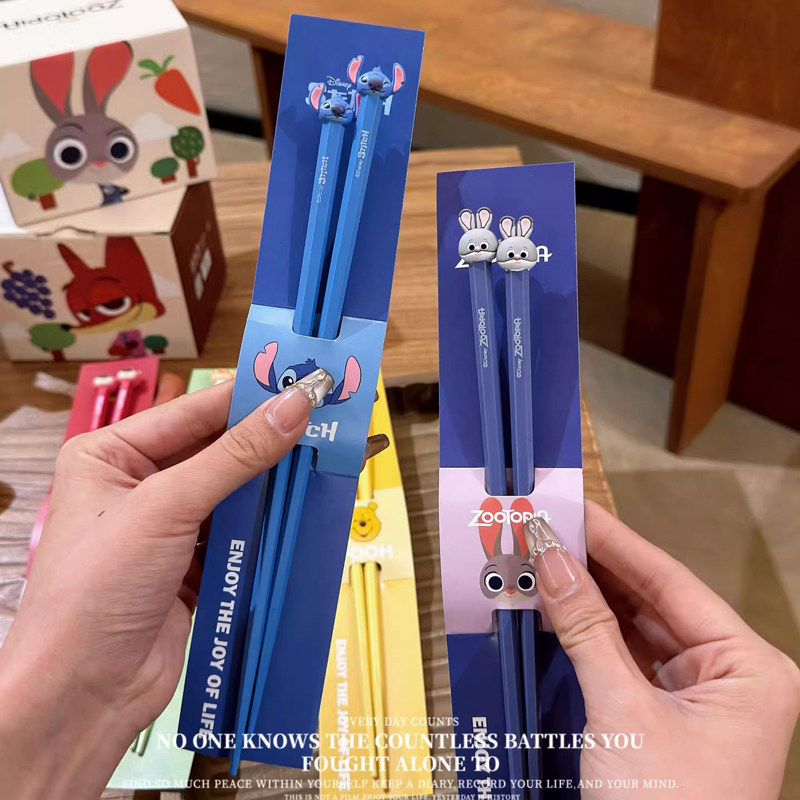 疯狂动物城合金筷子食品级家用抗菌防霉盖瑞豹警官餐具一人一筷子