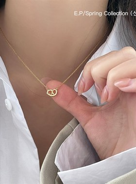 纯银可爱碱水结项链女缕空简约韩系小众高级感锁骨链2025新款颈链