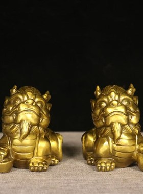 铜貔貅桌面摆设纯铜元宝s貔貅客厅办公室装饰品开业礼品一对貔貅