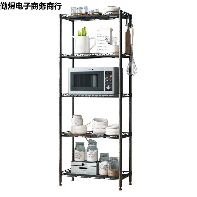 厨房置物架落地多层家用杂物架微波炉收纳整理架简V易金属储物架