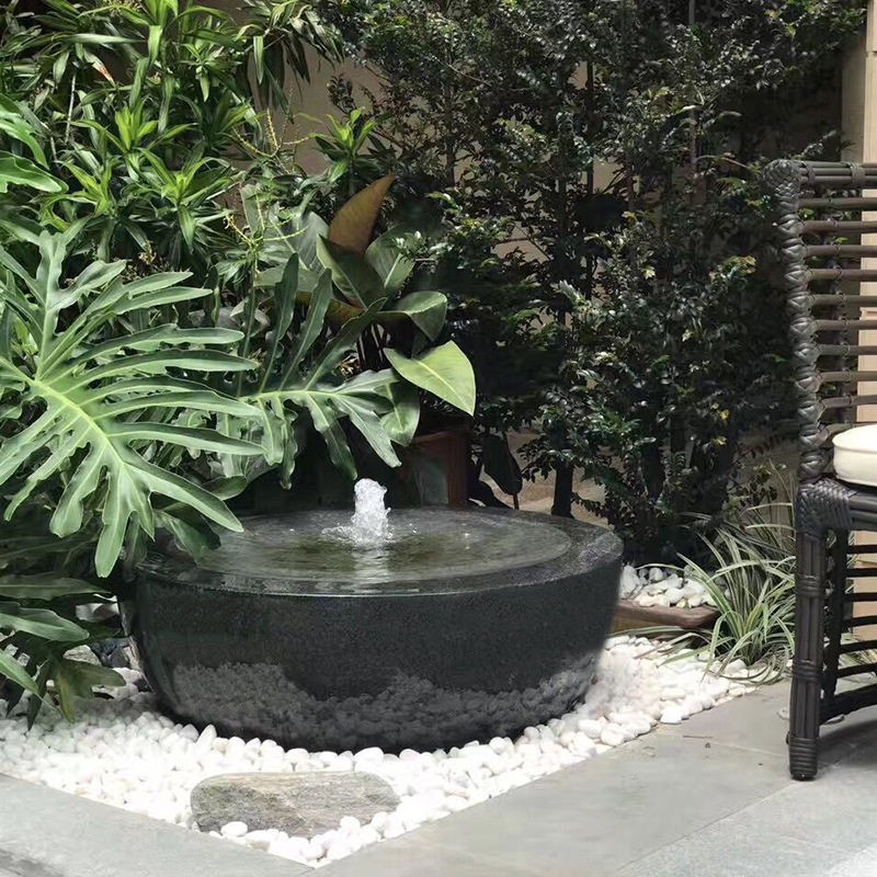 石钵简约流水摆件庭院水景观小品石雕工艺品喷泉喷水池花园装饰品