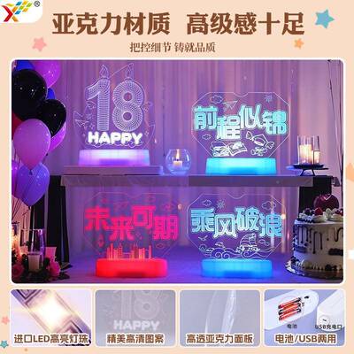发光数字18岁里生日快乐L灯ED女孩人礼家成客厅氛围装EFF饰布置道