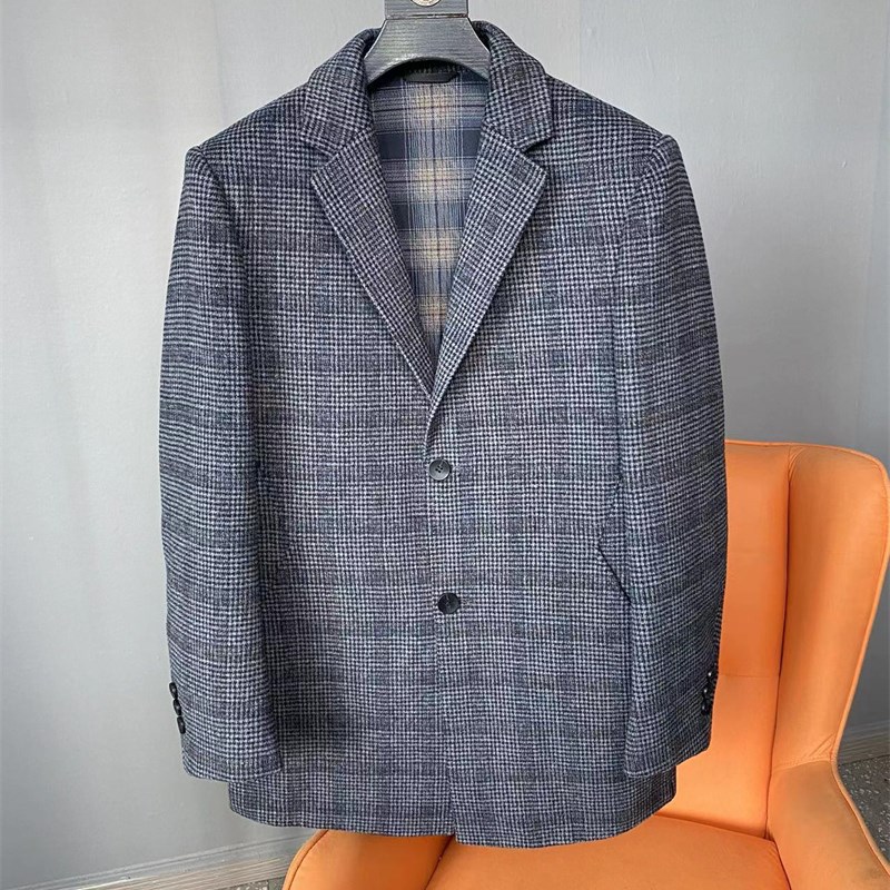 千元级!绵羊毛混防双面呢大衣!秋冬男士时尚帅气中长版单西外套