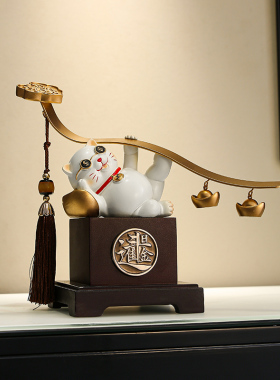 办公室招财猫摆件前台招财进宝装饰品客厅玄关酒柜开业收银台摆设