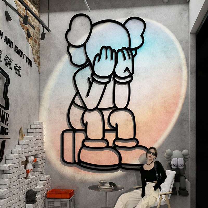 咖啡店馆厅墙面壁装饰网红拍x照区布置奶茶打卡氛围摆件门口吸引