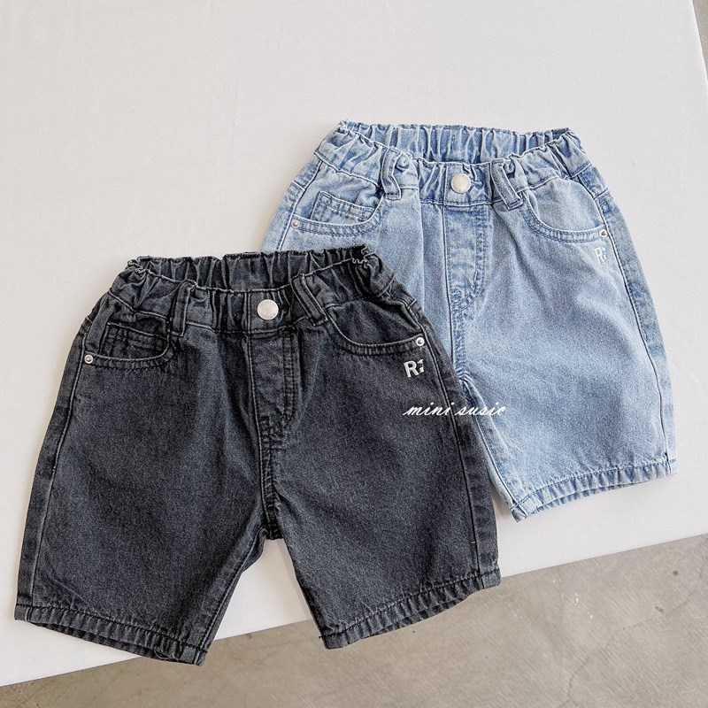 自留100-165韩系童装男女童牛仔刺绣字母短裤