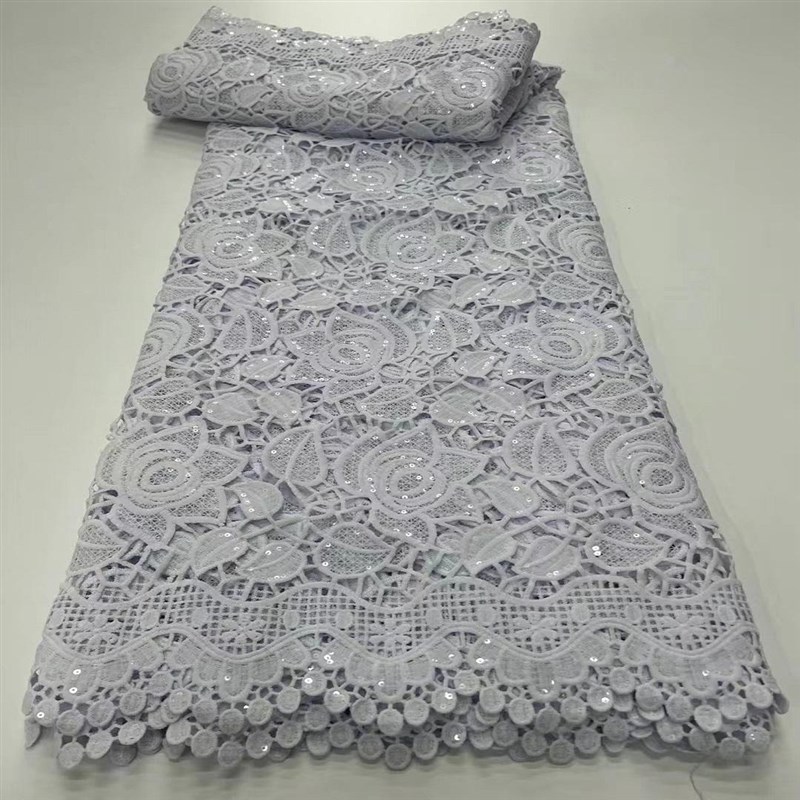 白色牛奶丝水溶蕾丝面料镂空设计蕾丝花边非洲服饰连衣裙礼服面料