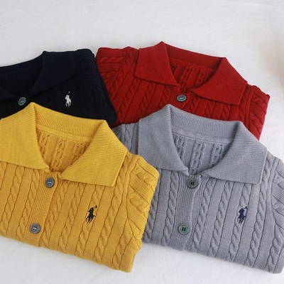 儿童潮牌针织开衫男女童秋季毛线衣宽松休闲外套宝宝麻花刺绣上衣