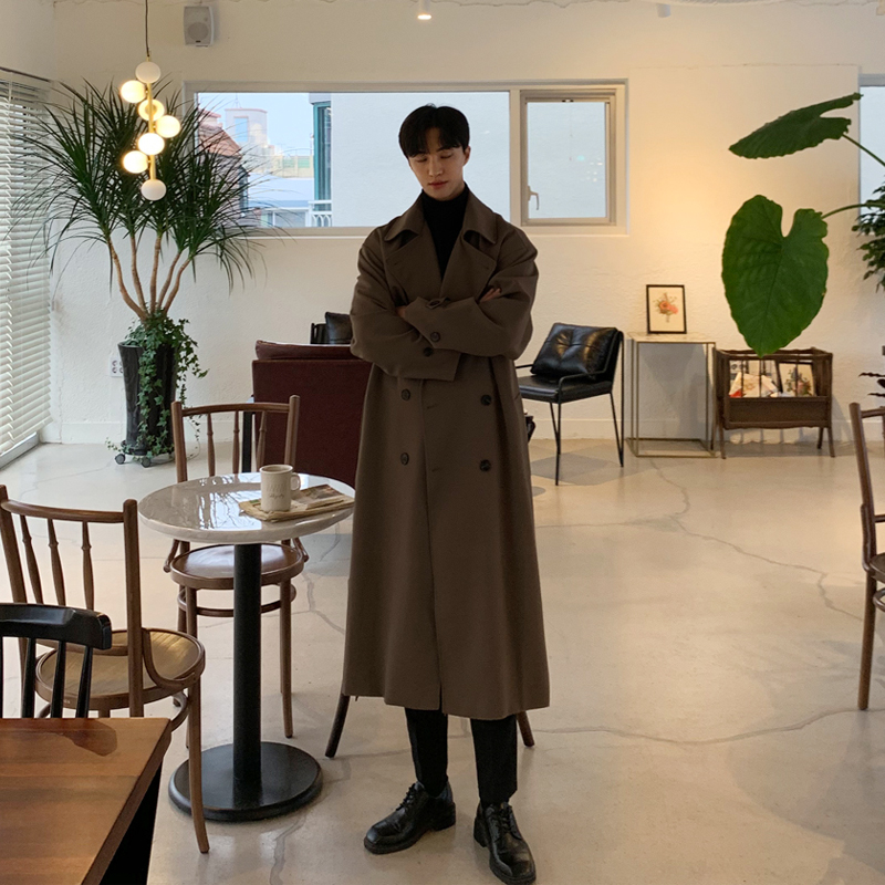 春秋高级感中长款风衣男韩版宽松潮流帅气过膝大衣双排扣战壕外套
