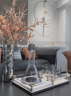 现代轻奢样板房间摆件组合售楼处酒店客厅餐厅酒器托盘全案装饰品