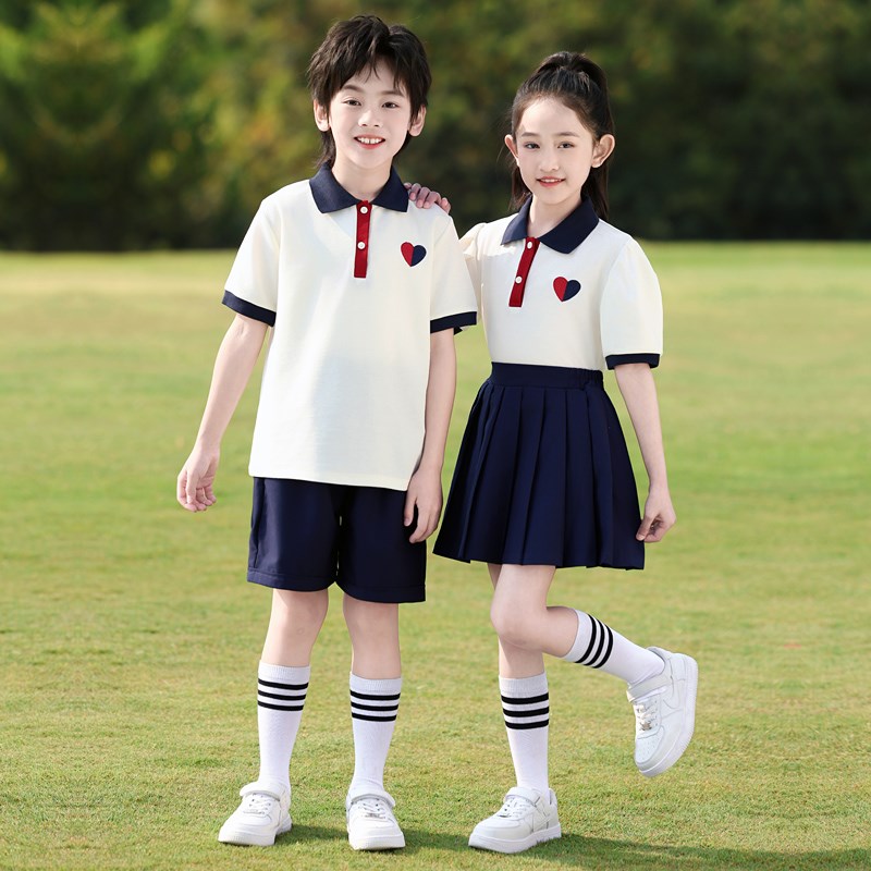 幼儿园园服毕业照夏季小学生班服校服套装短袖团体服运动会学院风