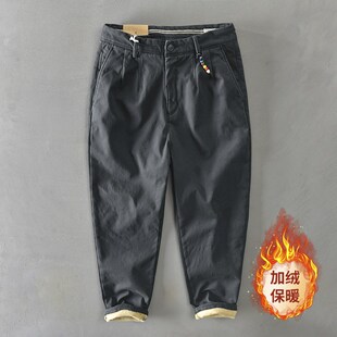 保暖裤 加厚加绒休闲裤 裤 日系复古工装 子阿美咔叽百搭 男宽松直筒