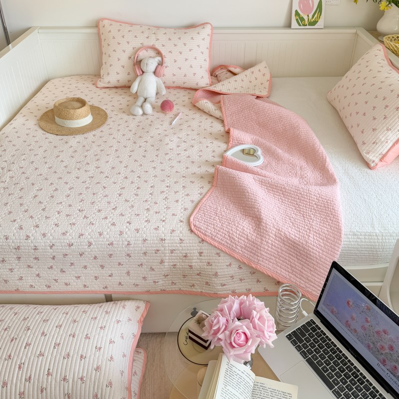 可定制新款双面纯棉夹棉新疆棉床盖三件套四季通用防滑榻榻米床单