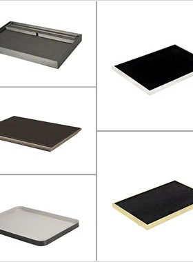 板样板房衣帽间道具饰品摆件底座轻奢软装PU皮革托盘首饰展示