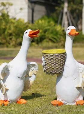 创意卡通鸭子动物雕塑摆件花缸盆庭院子别墅公园林园艺造景装饰品