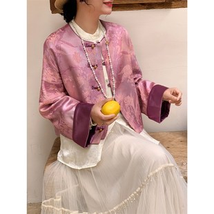 轻奢时髦浮雕提花晕染减龄略短款 浮朵 新中式 春季 外套 桃花灼灼