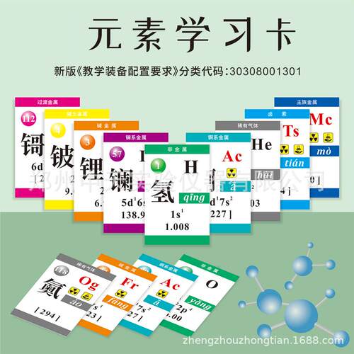 元素学习卡化学元素学习卡片元素周期表卡片化学教学展示卡片