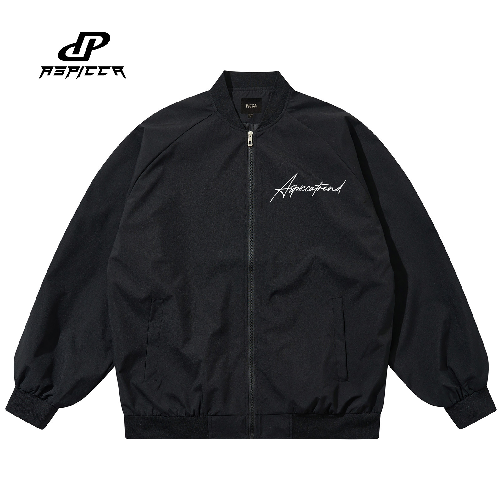 Picca字母LOGO美式高街嘻哈街头户外防风防泼水宽松飞行员夹克