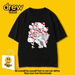 drew三丽鸥联名富江短袖T恤男夏季动漫凯蒂猫川上富江周边衣服潮