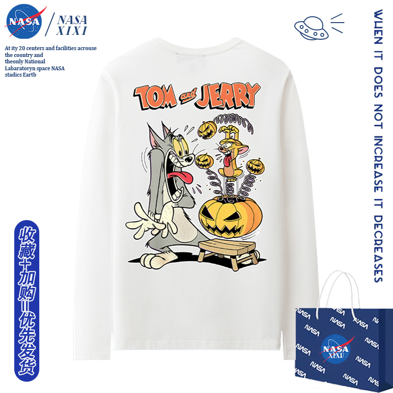 NASA猫和老鼠联名长袖T恤男秋季Tom and Jerry汤姆杰瑞周边衣服棉