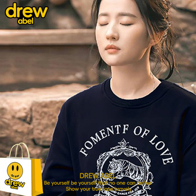 drew刘亦菲同款圆领卫衣女2025新款秋季去有风的地方周边衣服外套