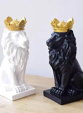 皇冠狮子客厅玄关电视柜装饰摆件办公摆设书桌艺术品招财简约饰品