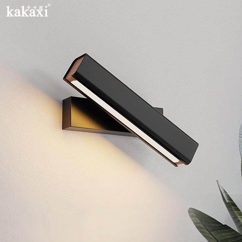 北欧简约床头壁灯360度旋转LED卧室创意灯具酒店客房过道墙壁灯