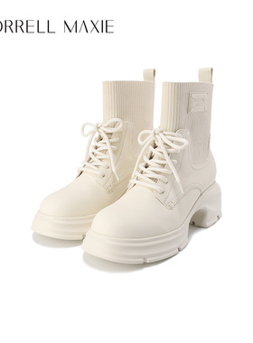 Morrell Maxie白色厚底马丁靴女冬季增高针织短靴｜MW244037WT