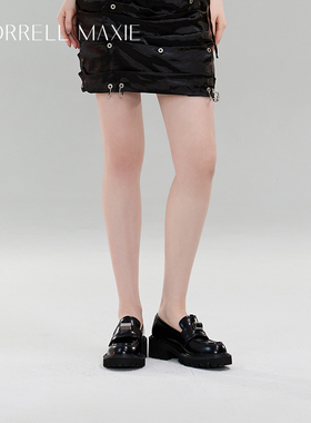 Morrell Maxie黑色厚底乐福鞋女春季新款增高休闲皮鞋MW241071BK