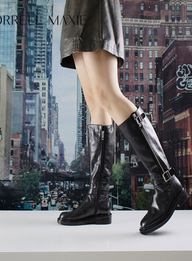 Morrell Maxie黑色高筒靴女冬季直筒厚底增高骑士靴｜MW244061BK