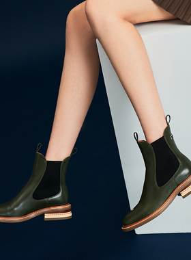 Morrell Maxie厚底切尔西皮靴女冬季复古牛皮骑士靴｜MW214009GN