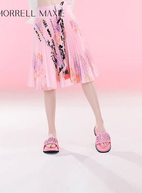 Morrell Maxie粉色厚底拖鞋女夏水钻休闲小羊皮凉拖｜MW242047PK