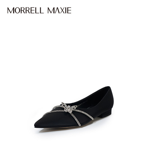 蝴蝶水钻丝绸牛皮尖头精致复古细跟｜Morrell Maxie｜MW253076BK