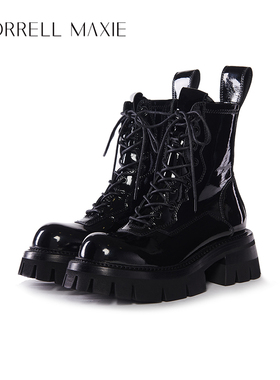 Morrell Maxie黑色厚底马丁靴女小个子增高设计感皮靴MW234076BK