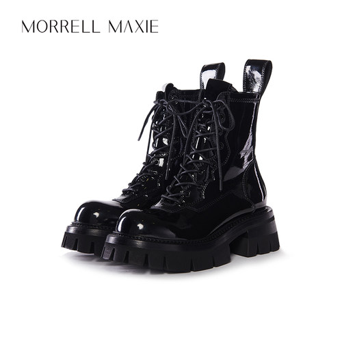Morrell Maxie黑色厚底马丁靴女小个子增高设计感皮靴MW234076BK