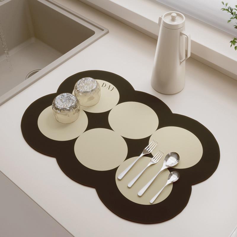 奶油风厨房沥水垫洗手台硅藻泥软垫吸水垫台面碗垫杯垫吧台隔热垫