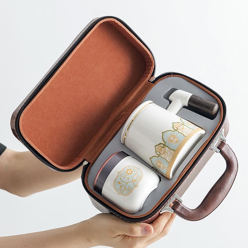 茶杯茶水分离杯陶瓷杯子高颜值泡茶杯办公马克杯带盖节庆礼品