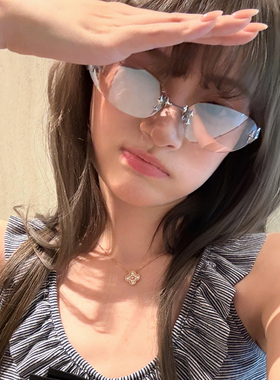 2025新款纯钛无框Y2K未来感墨镜女韩版潮可配近视有度数防紫外线