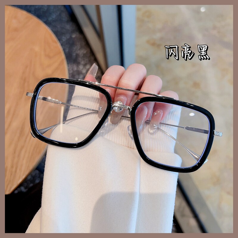钢铁侠同款防蓝光平光镜可配度数变色痞帅近视眼镜框百搭男墨镜潮