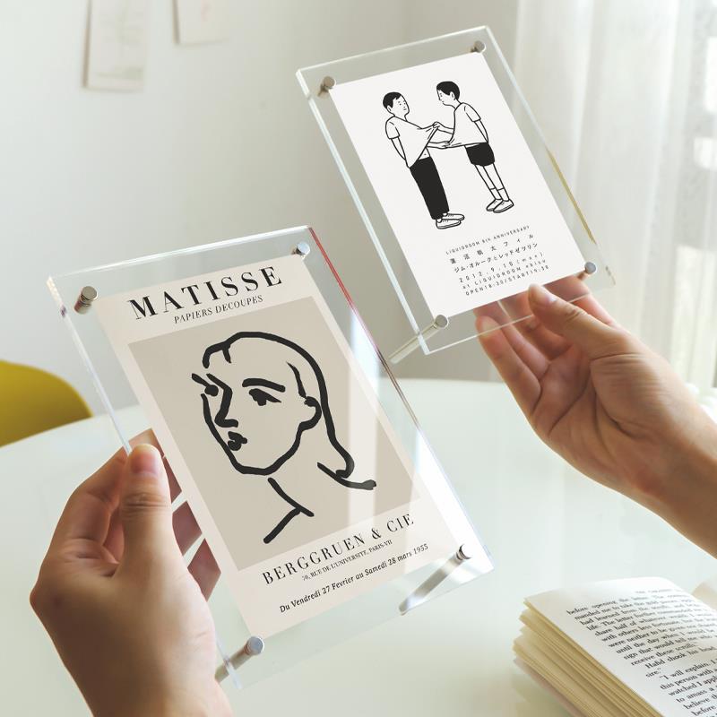 水晶透明亚克力相框摆台六七6寸7明信片展示架8照片a4小桌面北秦