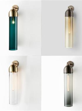 北欧后现代创意玻璃蓝色客厅壁灯艺术床头卧室设计师样板房壁灯