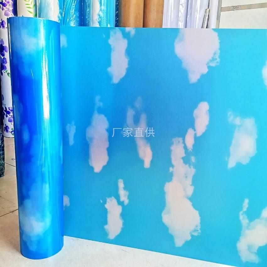 蓝天白云阳光房天窗遮阳遮光玻璃贴纸窗户防晒透光不透明磨砂