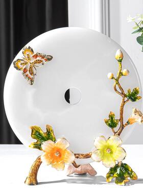 珐琅彩平安玉石扣摆件大客厅洒柜电视柜店铺开业乔迁家居装饰