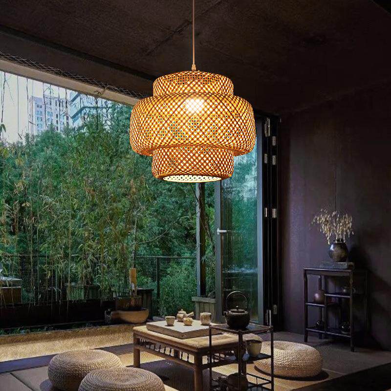 日式吊灯客厅民宿客栈竹编灯简约风格创意卧室餐厅禅意竹艺吊灯具