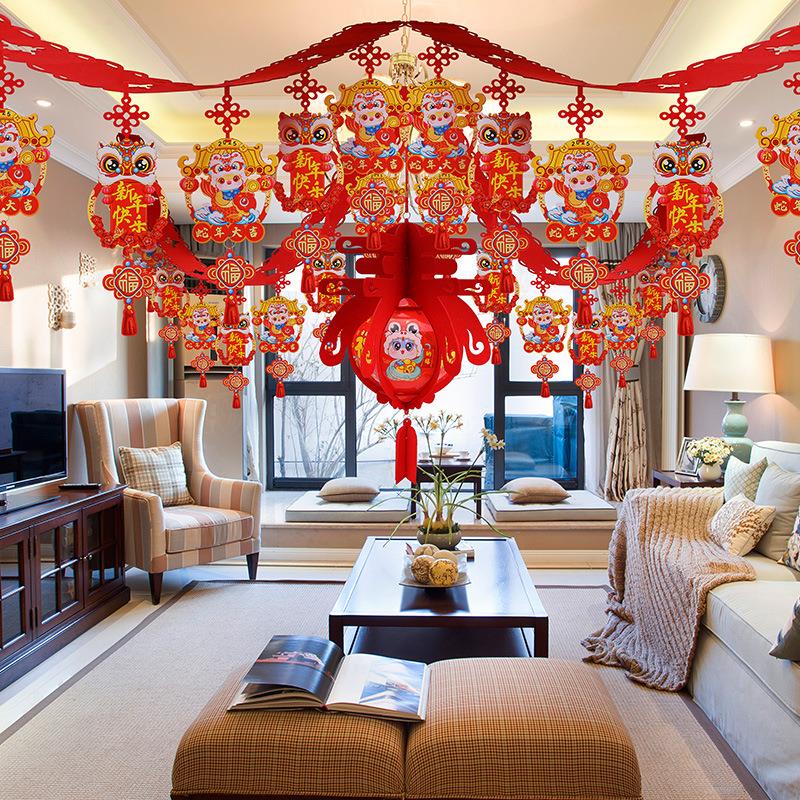 爆款2025新年拉花过年春节元旦商场挂件蛇年装饰室内客厅挂饰装饰