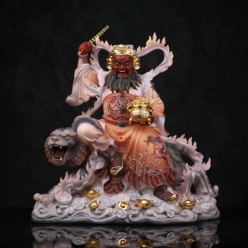 武财神赵公明神像仿汉白玉家用供奉骑虎黑虎赵元帅赵玄坛店铺摆件,家居饰品,装饰摆件,淘宝优惠券,粉丝福利购,淘宝优惠卷