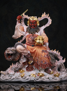 武财神赵公明神像仿汉白玉家用供奉骑虎黑虎赵元帅赵玄坛店铺摆件